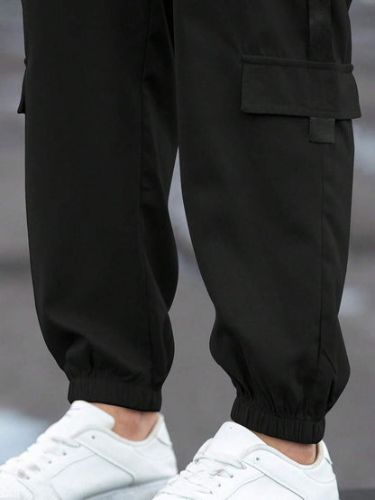 Men's Solid Cargo Pant Black